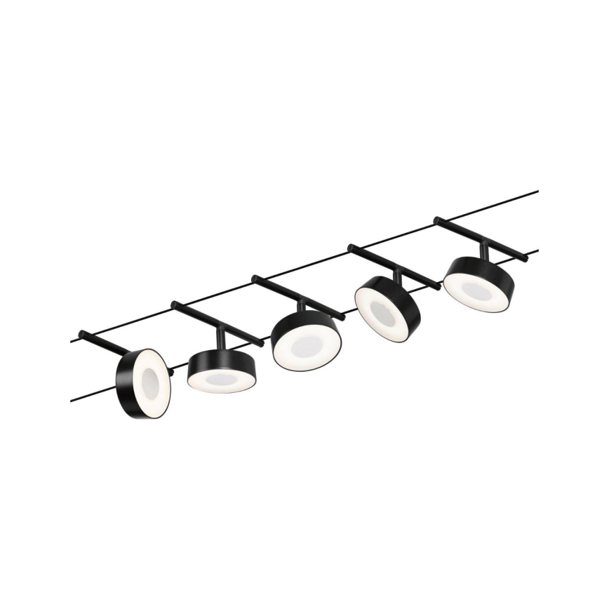 Paulmann 94479 - Conjunto 5x LED de 5W Sistema completo de cabos CIRCLE 230V preto