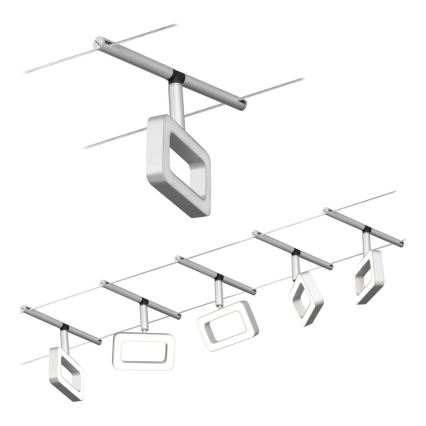 Paulmann 94481 - Conjunto completo do sistema de cabos FRAME, 5x LED/4,8 W, 230 V, cromado mate