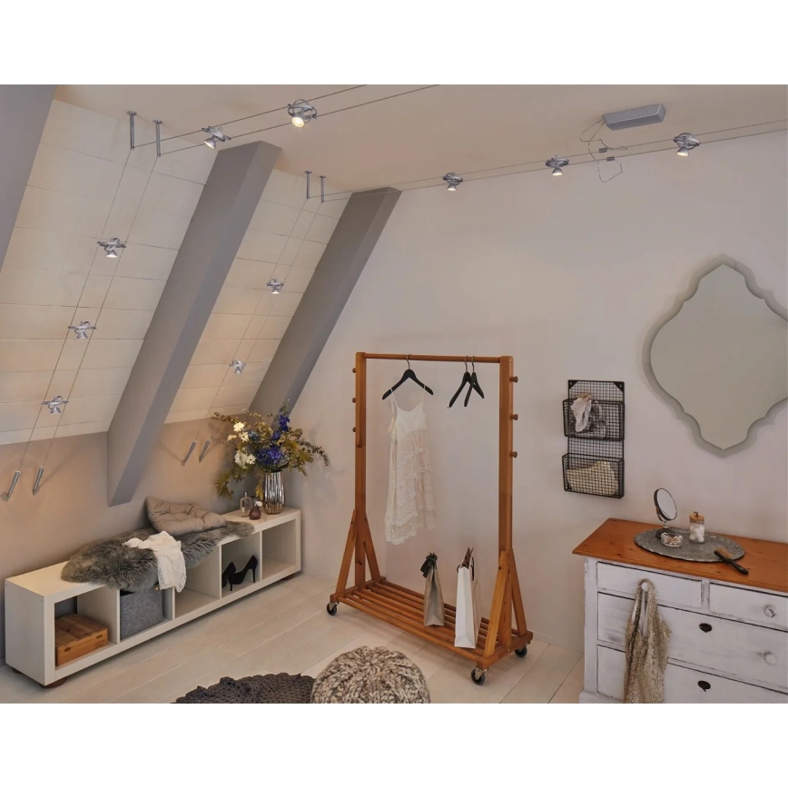 Paulmann 94490 - CONJUNTO 8xGU5,3/7,5W Foco para sistema de cable CARDAN 230V cromo mate