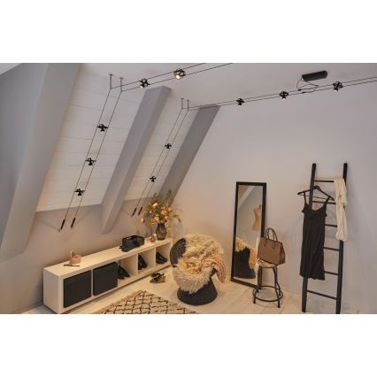 Paulmann 94494 - CONJUNTO 8xGU5,3/7,5W Foco para sistema de cable CARDAN 230V negro