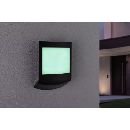 Paulmann 94513 - RGBW LED/8,2W IP44 Aplique de parede para exterior regulável com sensor de movimento e de crepúsculo PADEA 230V antracite