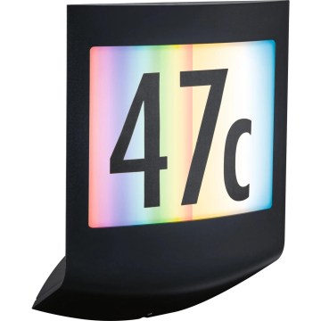 Paulmann 94513 - RGBW LED/8,2W IP44 Número de casa regulável com sensor de movimento e crepúsculo PADEA 230V antracite