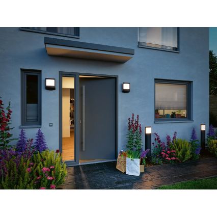 Paulmann 94514 - LED/8,5W IP44 Lâmpada exterior dimerizável com sensor de movimento e de crepúsculo PADEA 230V antracite