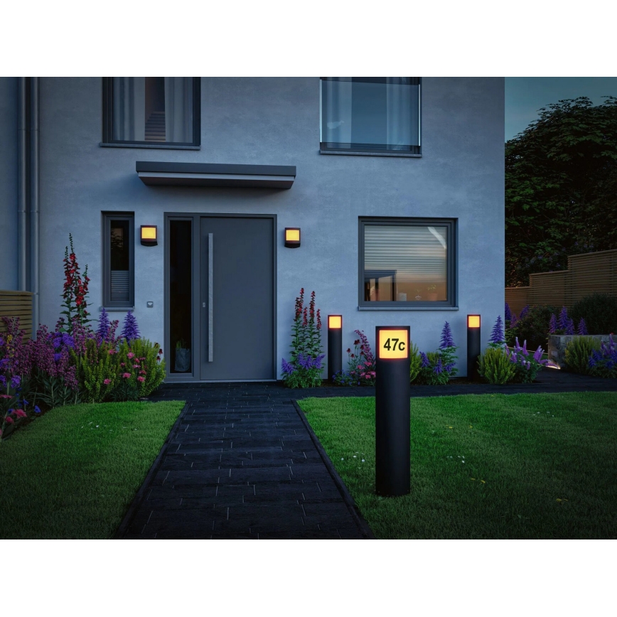 Paulmann 94514 - LED/8,5W IP44 Placa de número dimerizável com sensor de movimento e de crepúsculo PADEA 230V antracite