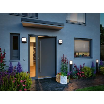 Paulmann 94515 - LED/8,5W IP44 Luminária regulável para número da casa com sensor de movimento e sensor crepuscular PADEA 230V antracite