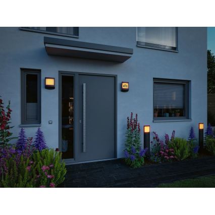 Paulmann 94515 - LED/8,5W IP44 Luminária regulável para número da casa com sensor de movimento e sensor crepuscular PADEA 230V antracite