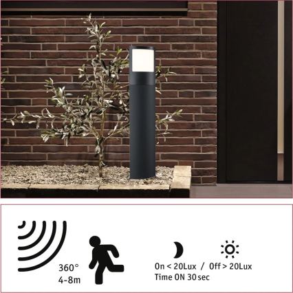Paulmann 94515 - LED/8,5W IP44 Luminária regulável para número da casa com sensor de movimento e sensor crepuscular PADEA 230V antracite