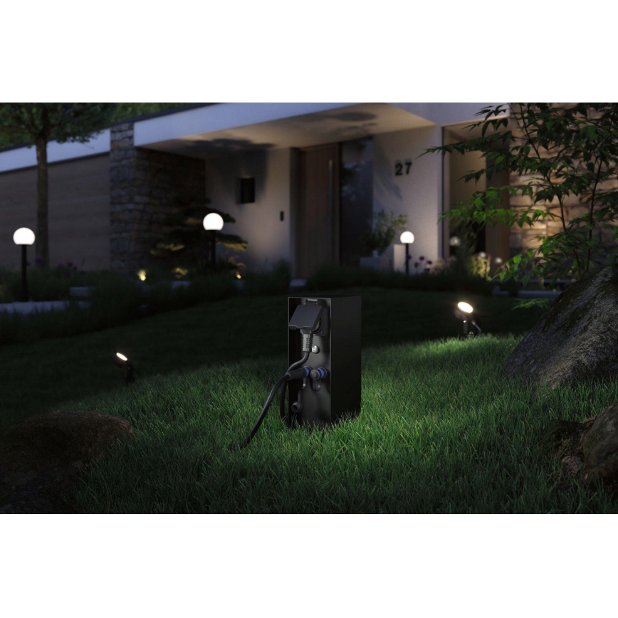 Paulmann 94701 -Coluna exterior com tomada com um sensor de crepúsculo RIO 2Z SCHUKO 230V IP44