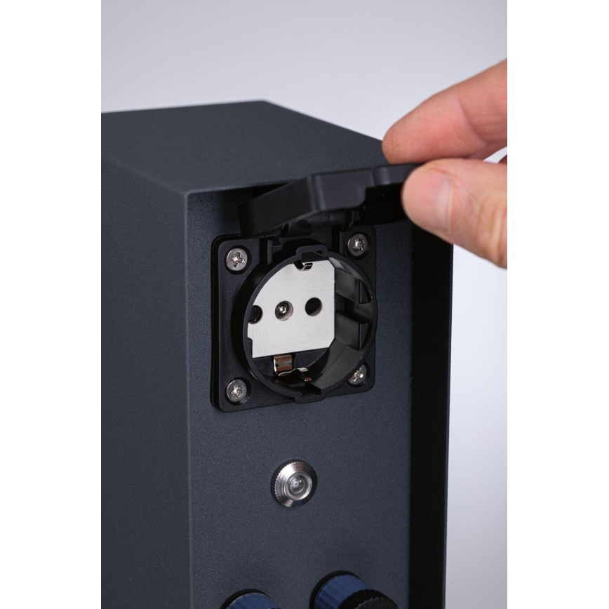 Paulmann 94701 -Coluna exterior com tomada com um sensor de crepúsculo RIO 2Z SCHUKO 230V IP44
