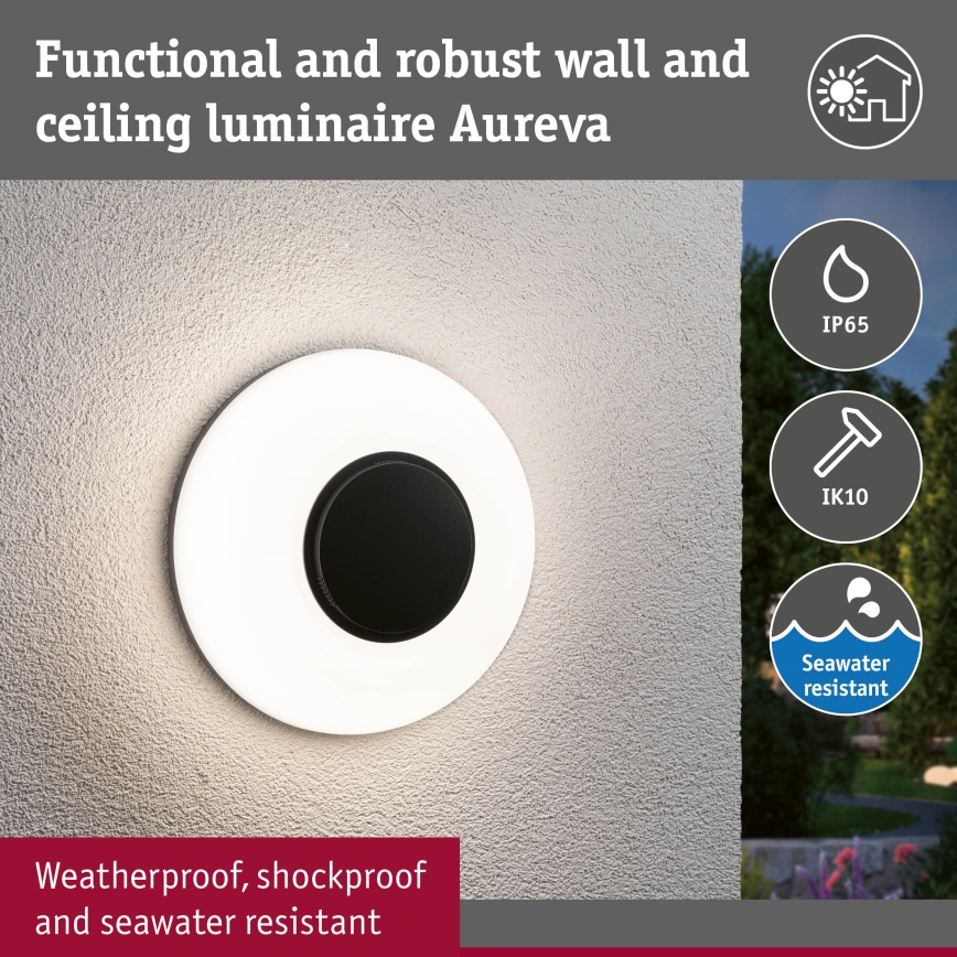 Paulmann 94955 - LED/20,5W IP65 Aplique de parede exterior regulável AUREVA 230V 2200/3000/4000K antracite