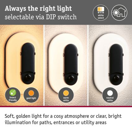 Paulmann 94958 - LED/18,5W IP65 Aplique de parede exterior regulável com sensor de movimento e sensor crepuscular ELUNOR 230V 2200/3000/4000K antracite