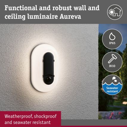 Paulmann 94958 - LED/18,5W IP65 Aplique de parede exterior regulável com sensor de movimento e sensor crepuscular ELUNOR 230V 2200/3000/4000K antracite