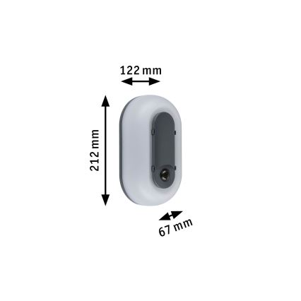 Paulmann 94958 - LED/18,5W IP65 Aplique de parede exterior regulável com sensor de movimento e sensor crepuscular ELUNOR 230V 2200/3000/4000K antracite