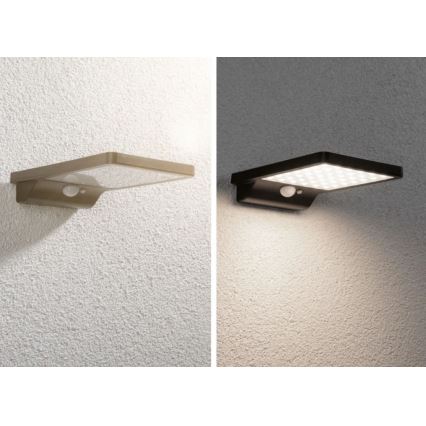 Paulmann 95393 - Luminária de parede solar LED/4W IP44 regulável com sensor SOLVEIG 3,7V 2000 mAh