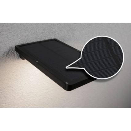 Paulmann 95393 - Luminária de parede solar LED/4W IP44 regulável com sensor SOLVEIG 3,7V 2000 mAh