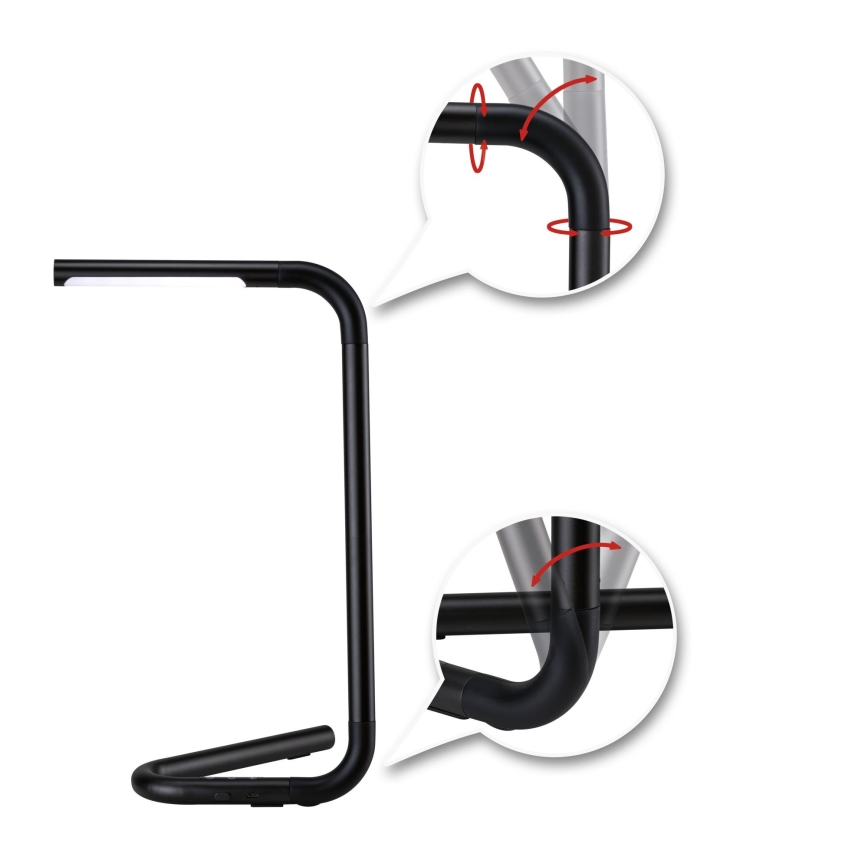 Paulmann 95424 - Lâmpada de mesa tátil dimmerizável LED/4,5W FLEXLINK 5V/USB 4400 mAh preta