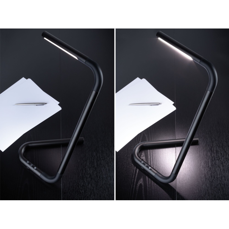 Paulmann 95424 - Lâmpada de mesa tátil dimmerizável LED/4,5W FLEXLINK 5V/USB 4400 mAh preta