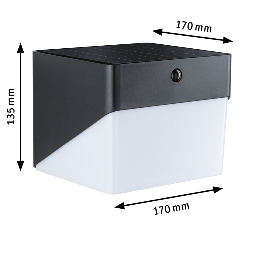 Paulmann 95746 - LED/2,3W IP44 Aplique de parede solar com sensor EILEEN 3,7/230V 4000 mAh preto
