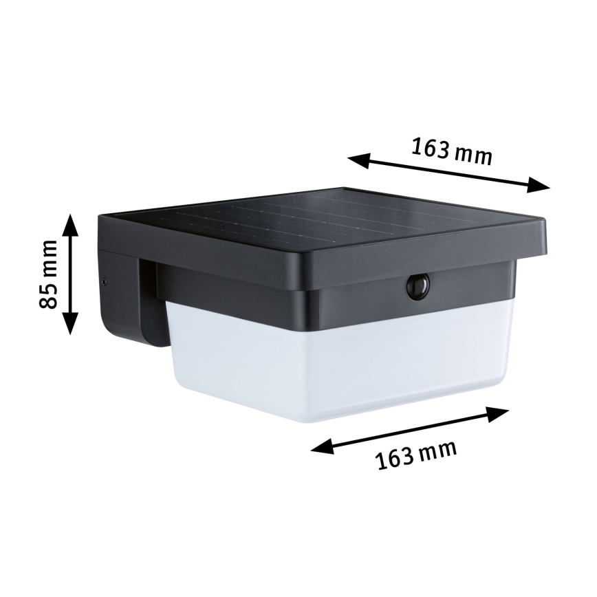 Paulmann 95748 - LED/2,3W IP44 Aplique de parede solar com sensor ISLEEN 3,7/230V 4000 mAh preto