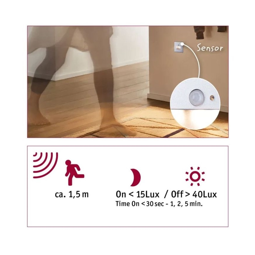 Paulmann  93134 - LED/1,2W Iluminação de escada com sensor EDGE 230V cromado mate