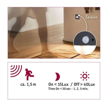 Paulmann  93135 - LED/1,2W Iluminação de escada com sensor EDGE 230V preto