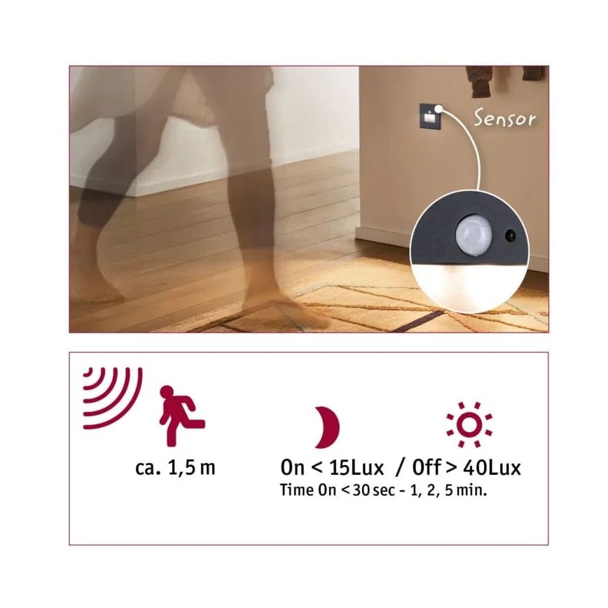 Paulmann  93135 - LED/1,2W Iluminação de escada com sensor EDGE 230V preto