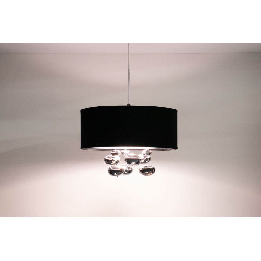 Pendente BUBBLE em cabo 1xE27/60W/230V Ø 50 cm preto