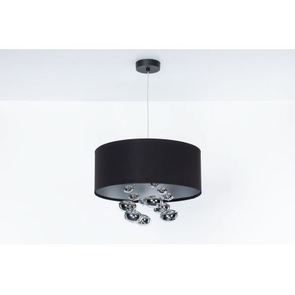 Pendente BUBBLE em cabo 1xE27/60W/230V Ø 50 cm preto