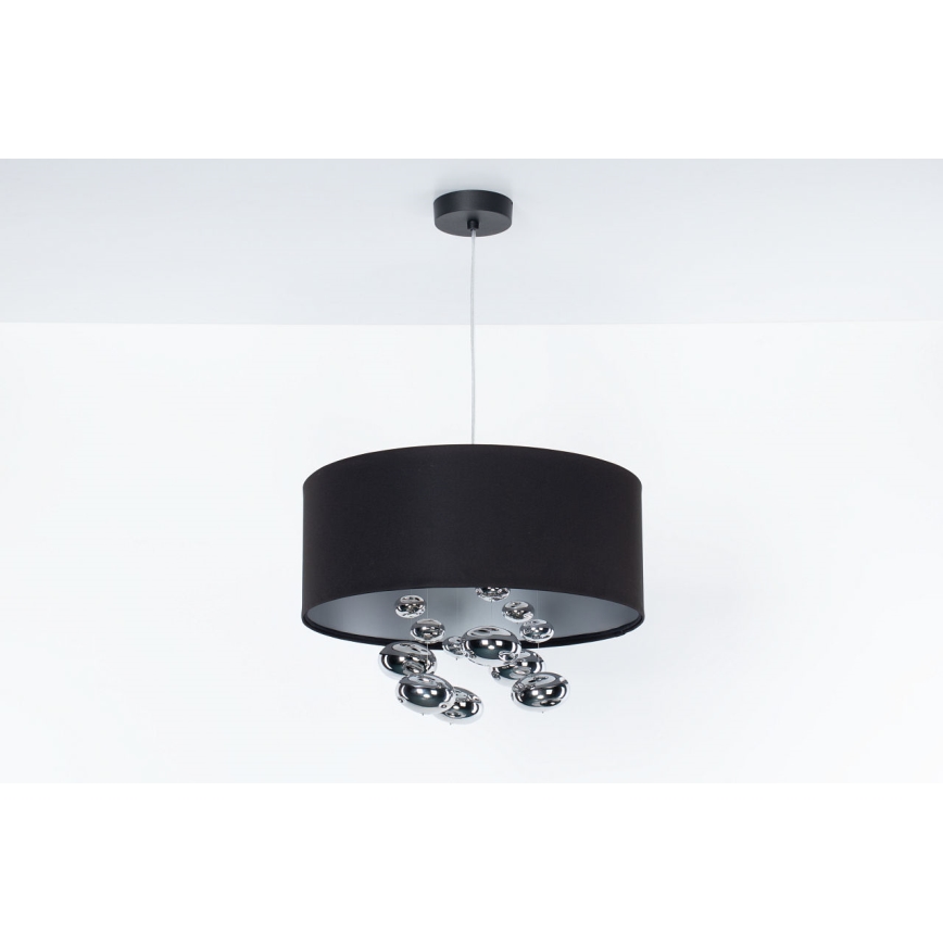 Pendente BUBBLE em cabo 1xE27/60W/230V Ø 50 cm preto