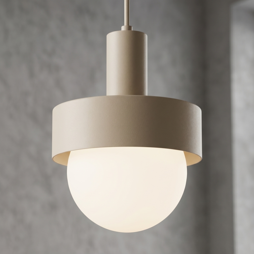 Pendente CANAN em cabo, 1xE27/15W/230V, Ø 20 cm, bege