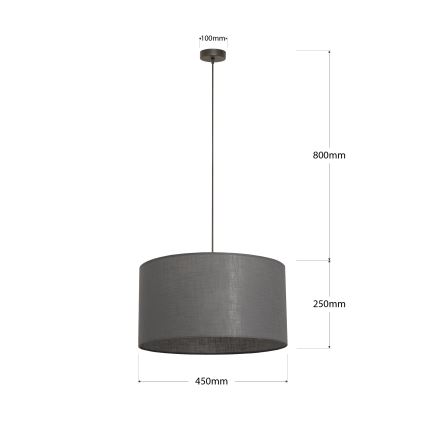 Pendente com cabo ALBA 1xE27/15W/230V Ø 45 cm cinzento