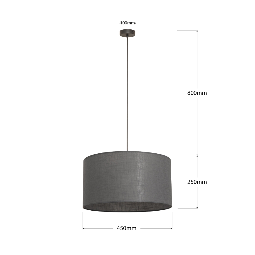 Pendente com cabo ALBA 1xE27/15W/230V Ø 45 cm cinzento