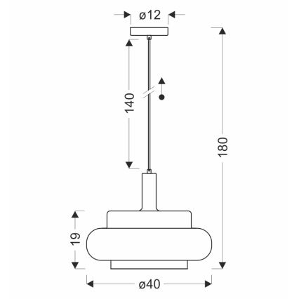 Pendente com cabo BRIZI 1xE27/40W/230V bege/fumado