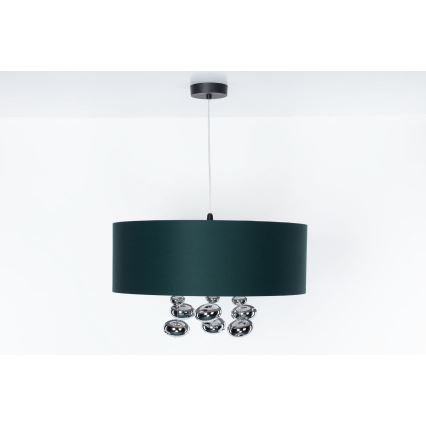 Pendente com cabo BUBBLE 1xE27/60W/230V diâmetro 40 cm verde