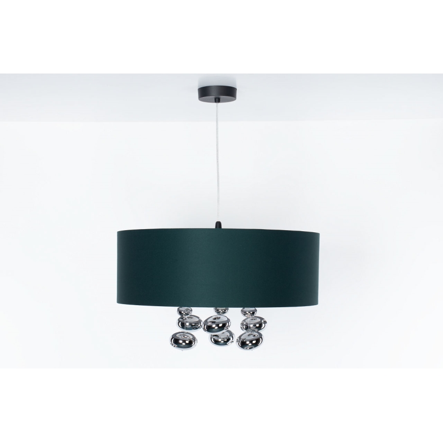 Pendente com cabo BUBBLE 1xE27/60W/230V diâmetro 40 cm verde