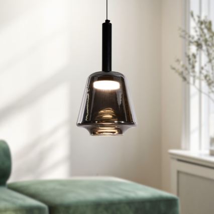Pendente com cabo BUENO 1xGX53/9W/230V Ø 18 cm preto fumado