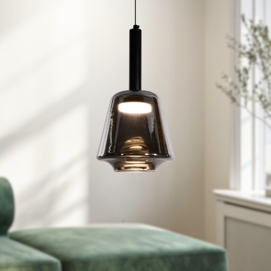 Pendente com cabo BUENO 1xGX53/9W/230V Ø 18 cm preto fumado