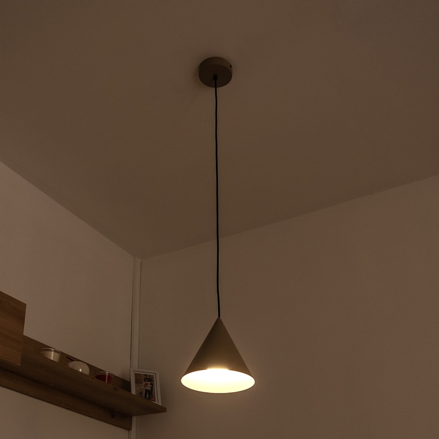 Pendente com cabo ETNA II 1x E27/15W/230V, diâmetro 18,5 cm, bege