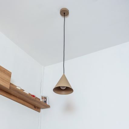 Pendente com cabo ETNA II 1x E27/15W/230V, diâmetro 18,5 cm, bege
