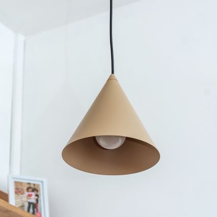 Pendente com cabo ETNA II 1x E27/15W/230V, diâmetro 18,5 cm, bege