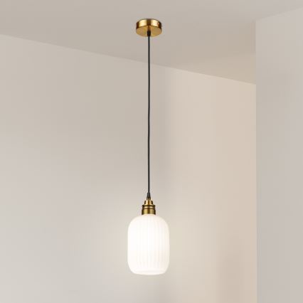 Pendente com cabo HECTOR 1xE27/15W/230V branco/latão Ø 14 cm