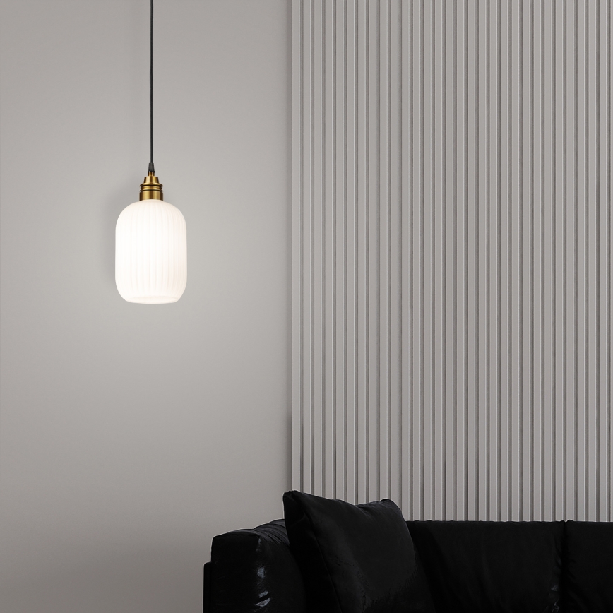 Pendente com cabo HECTOR 1xE27/15W/230V branco/latão Ø 14 cm