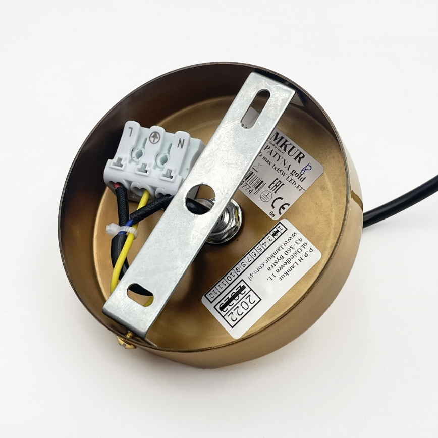 Pendente com cabo HECTOR 1xE27/15W/230V branco/latão Ø 14 cm