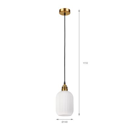 Pendente com cabo HECTOR 1xE27/15W/230V branco/latão Ø 14 cm
