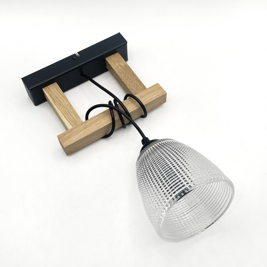 Pendente com cabo LEANDRA 1xE27/15W/230V carvalho/preto