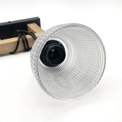 Pendente com cabo LEANDRA 1xE27/15W/230V carvalho/preto