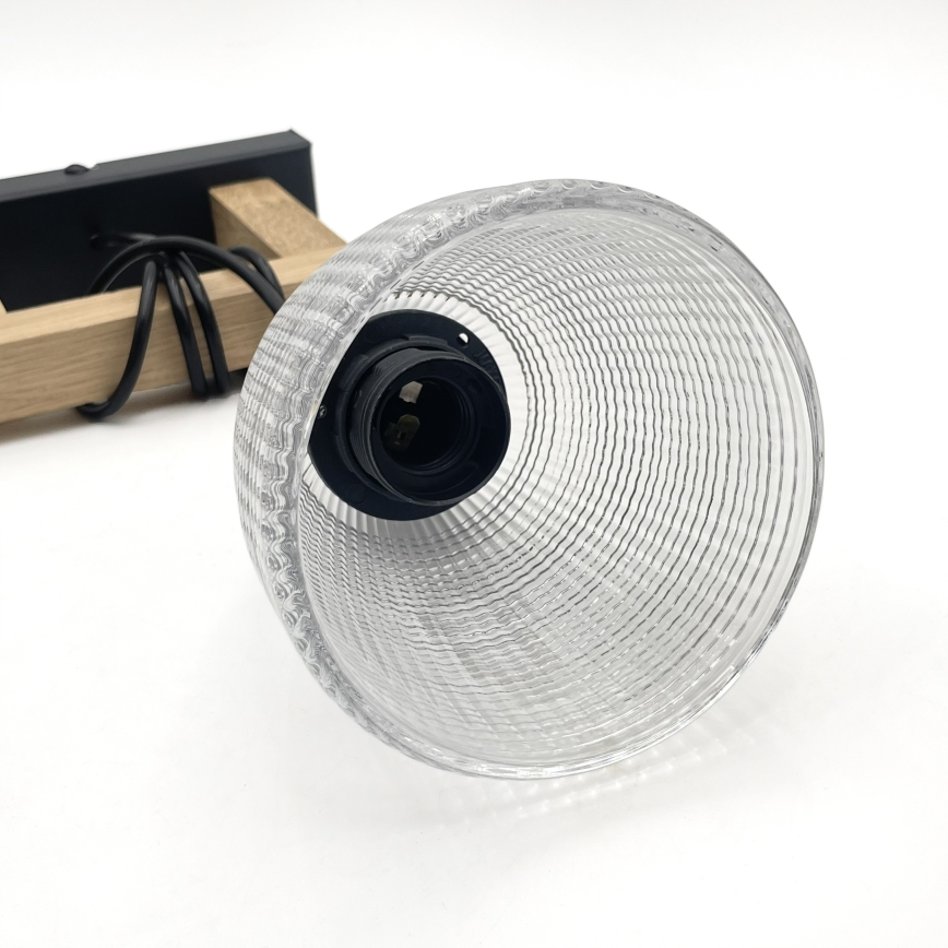 Pendente com cabo LEANDRA 1xE27/15W/230V carvalho/preto