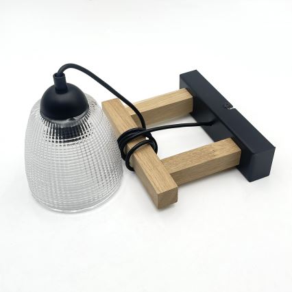 Pendente com cabo LEANDRA 1xE27/15W/230V carvalho/preto