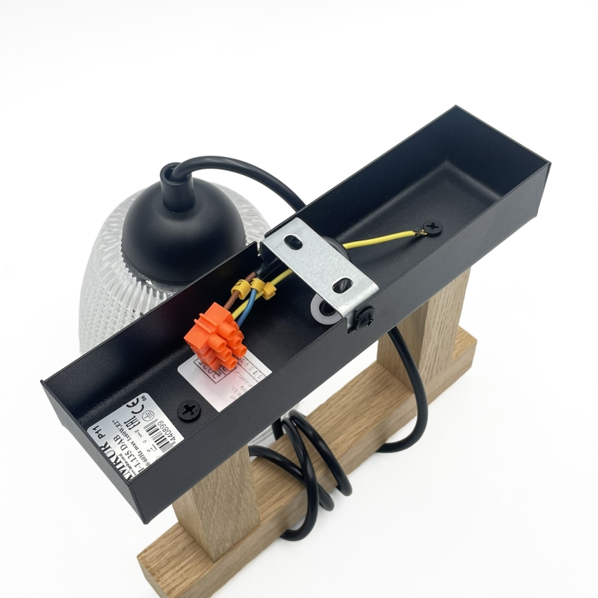 Pendente com cabo LEANDRA 1xE27/15W/230V carvalho/preto