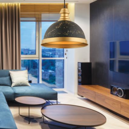 Pendente com cabo MONZA 1xE27/40W/230V, diâmetro 29 cm, preto/bronze